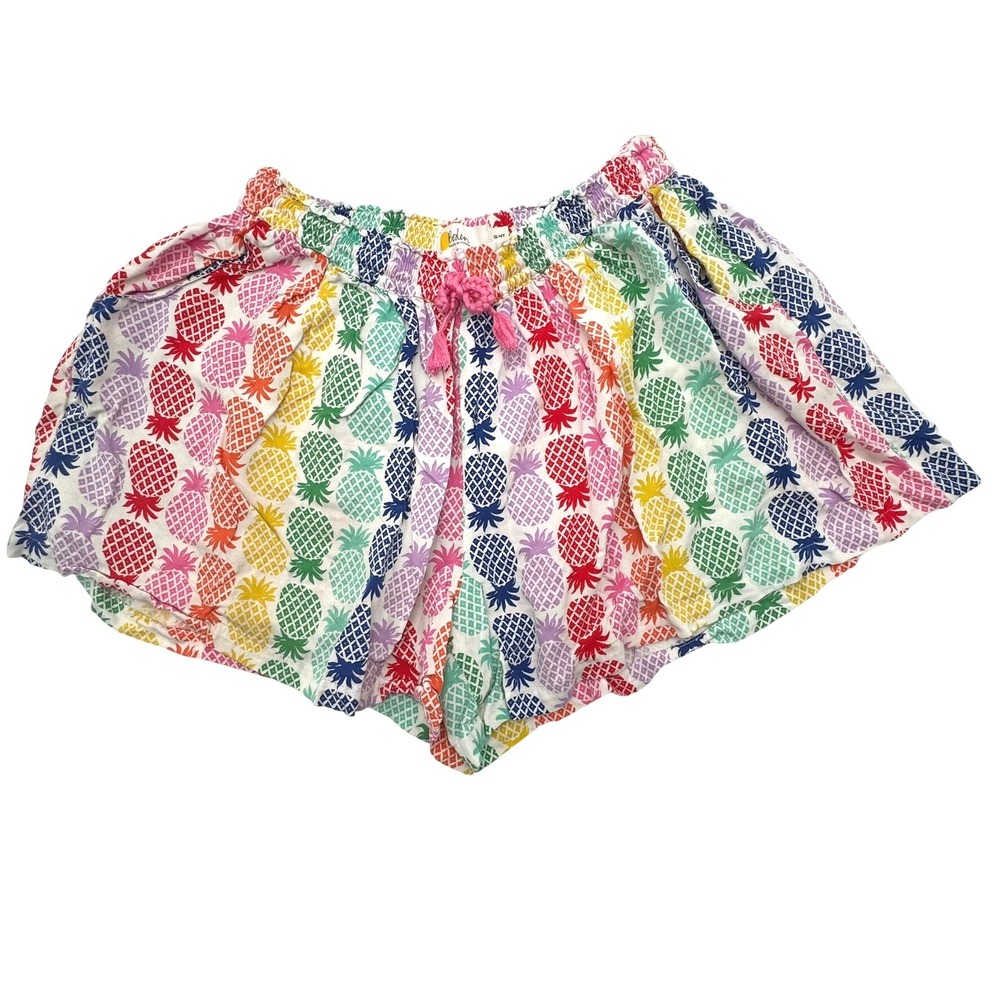 BODEN Girls 13-14 Rainbow‎ Pineapple Print Shorts Drawstring Waist Summer Fun